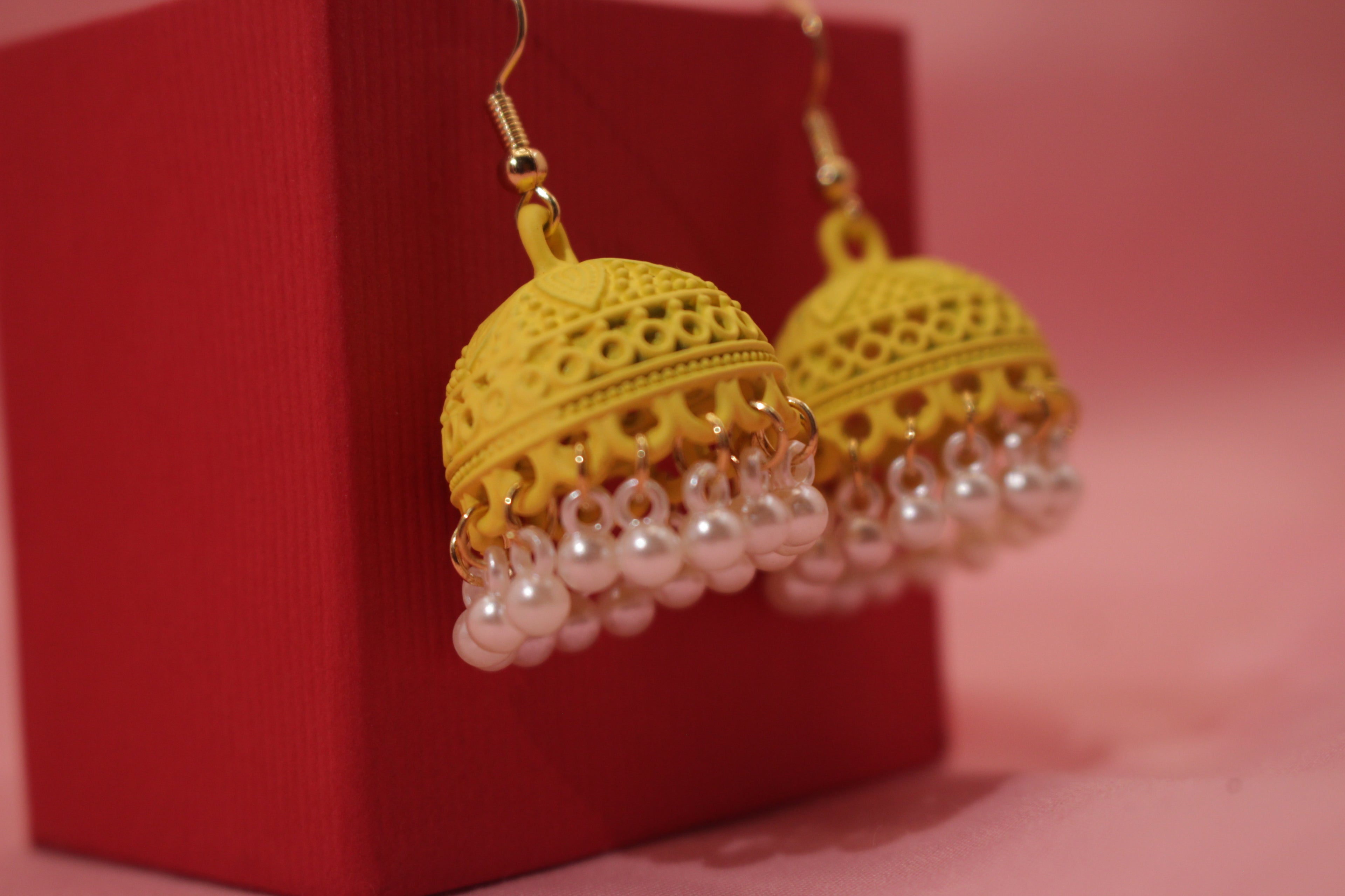 Handcrafted Jhumka with Pearl Detailing – Available in 12 Colours