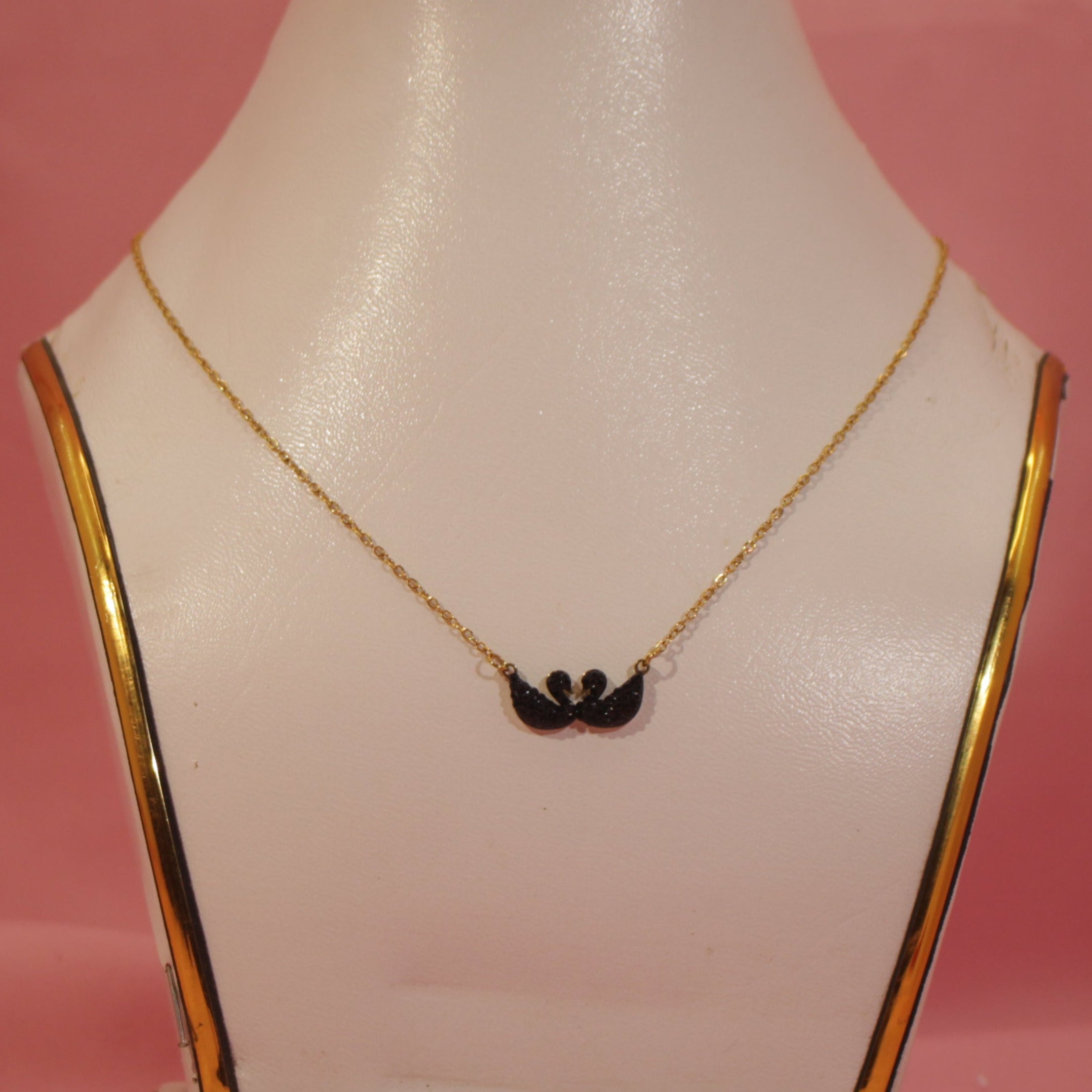 Double Swan Black Romance Necklace