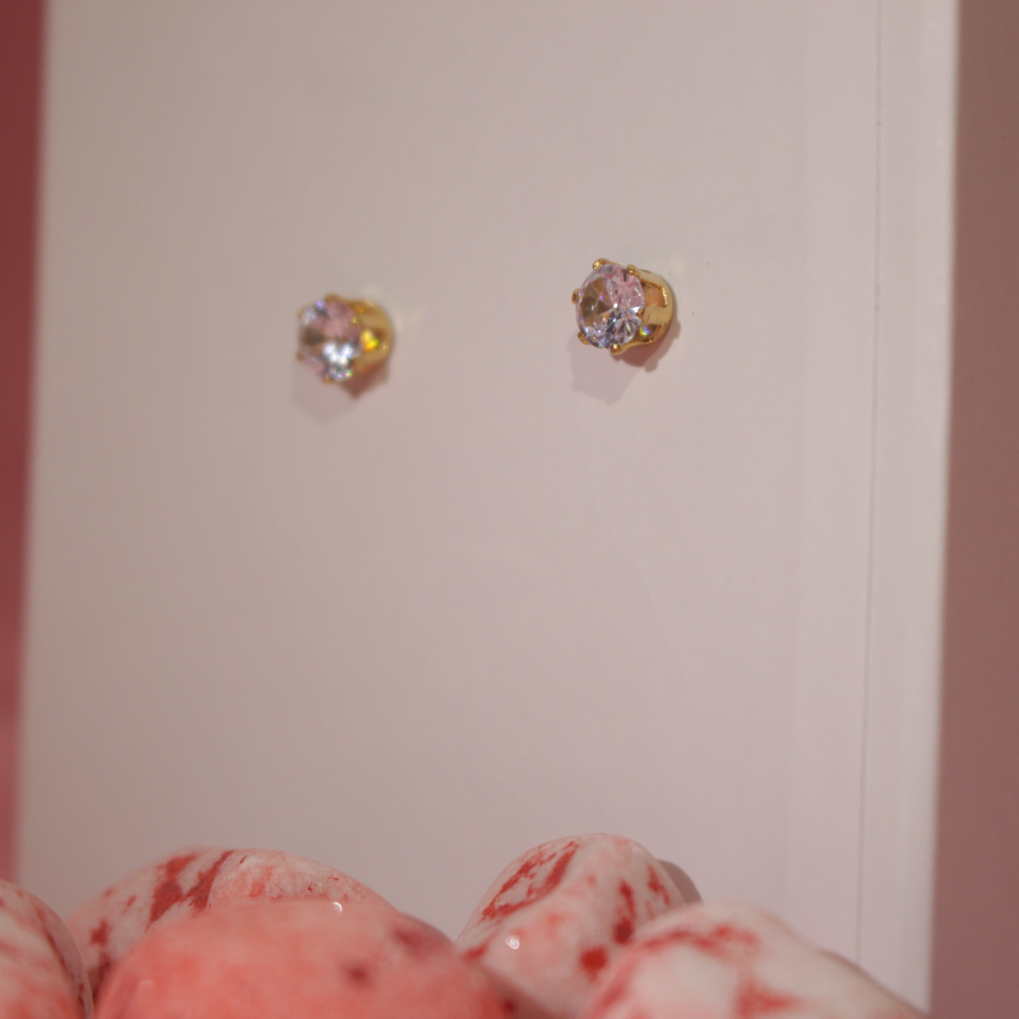 Diamond Stud Earrings Stainless Steel with Brilliant Crystal