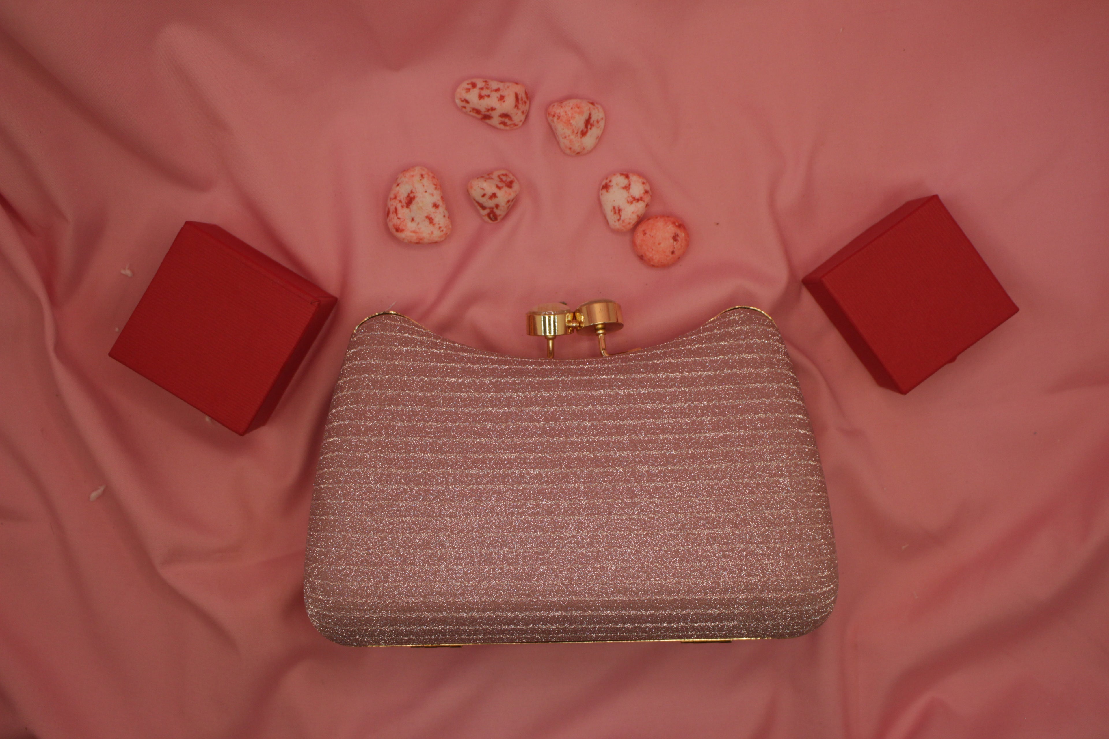 Crystal Ring Clasp Glitter Clutch Elegant Evening Handbag