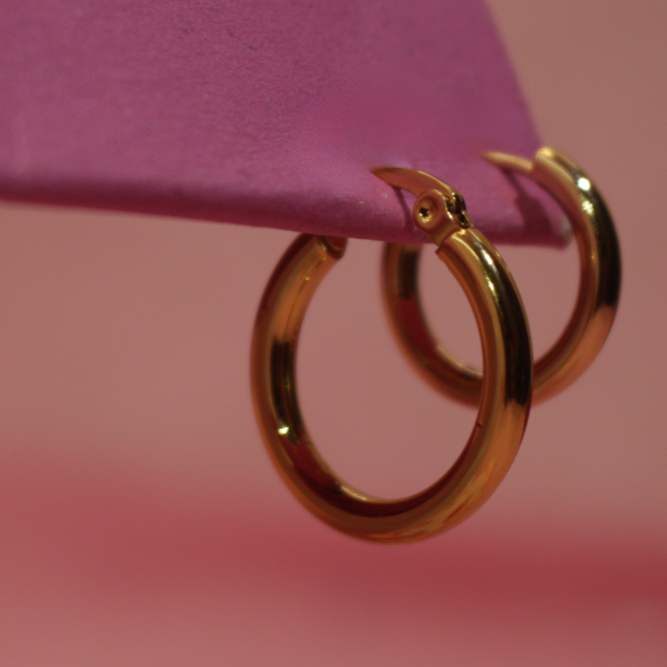 Classic Gold Hoop Earrings Stainless Steel, Water-Resistant