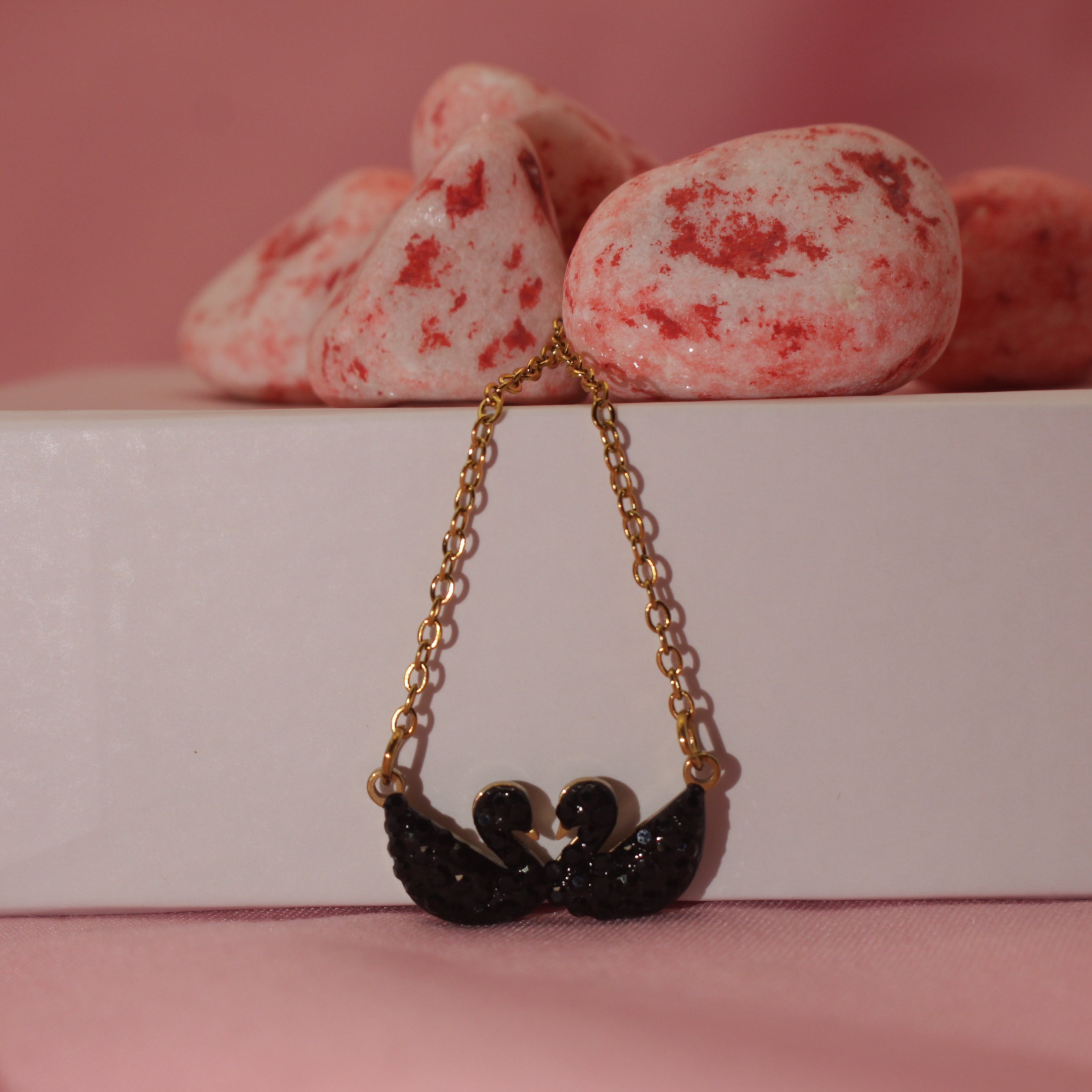 Double Swan Black Romance Necklace