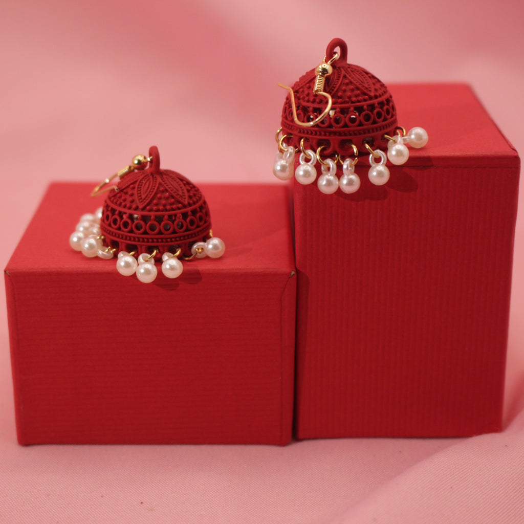 Handcrafted Jhumka with Pearl Detailing – Available in 12 Colours