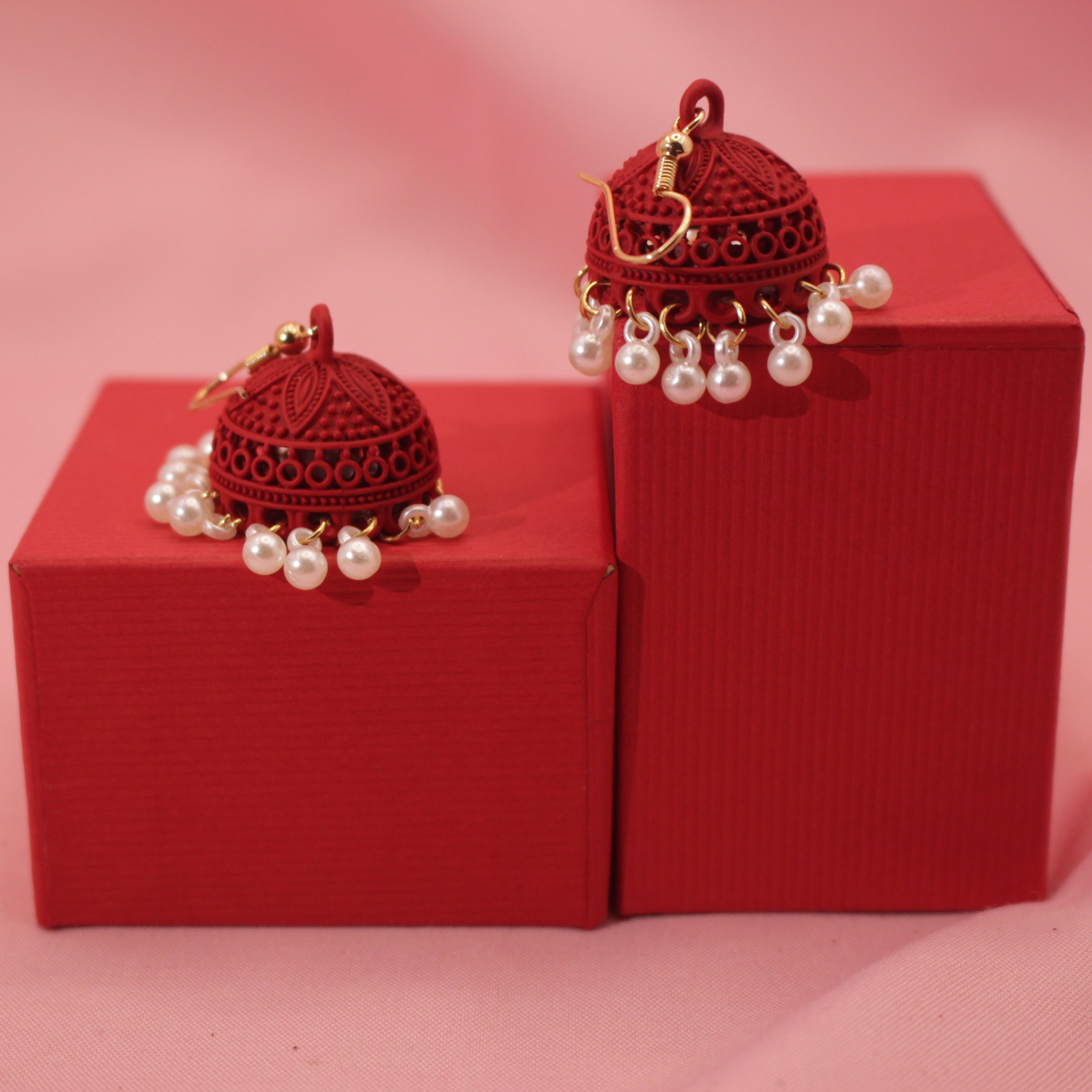 Handcrafted Jhumka with Pearl Detailing – Available in 12 Colours
