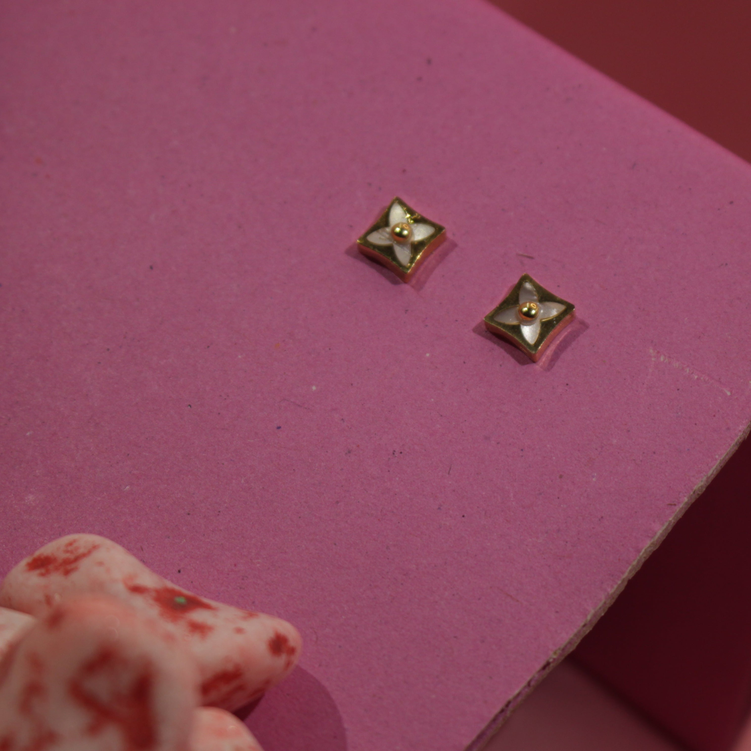 Floral Stud Earrings Stainless Steel with Mother-of-Pearl Detail