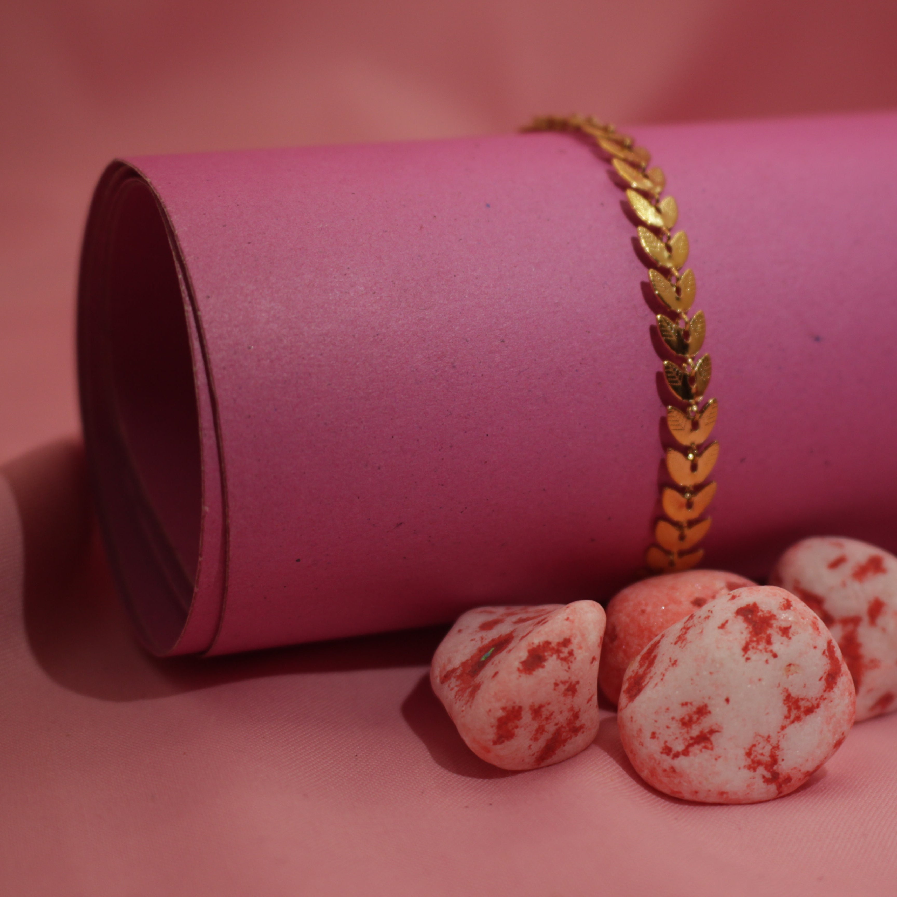 Stainless Steel Gold Leaf Chain Bracelet