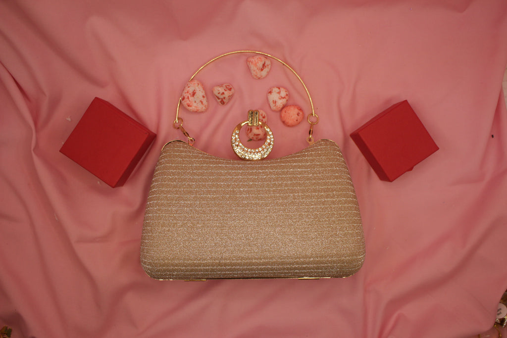 Crystal Ring Clasp Glitter Clutch Elegant Evening Handbag